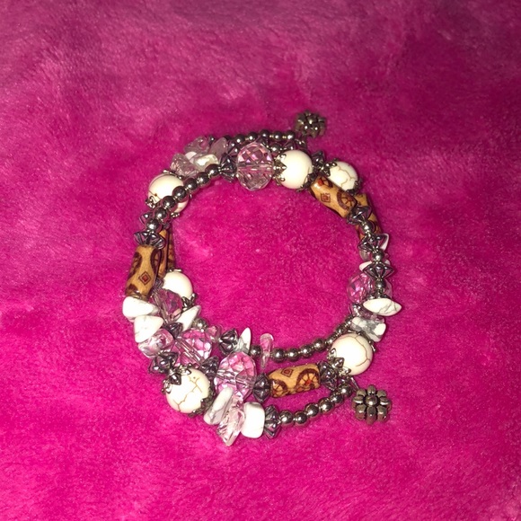 NEW Triple Wrap Crystal, Stone & Beaded Bracelet - Picture 5 of 9